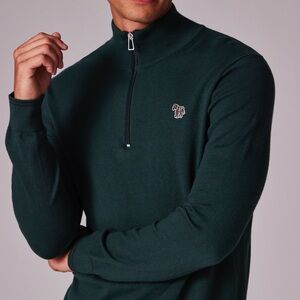 Paul Smith Zebra Logo Half Zip Sweater Dark Green
